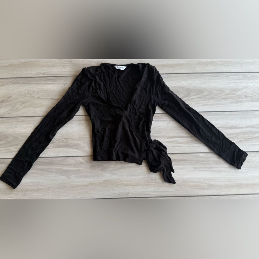 Miss Selfridge long sleeve jersey wrap top Black Size 4 NWT IN PACKAGE